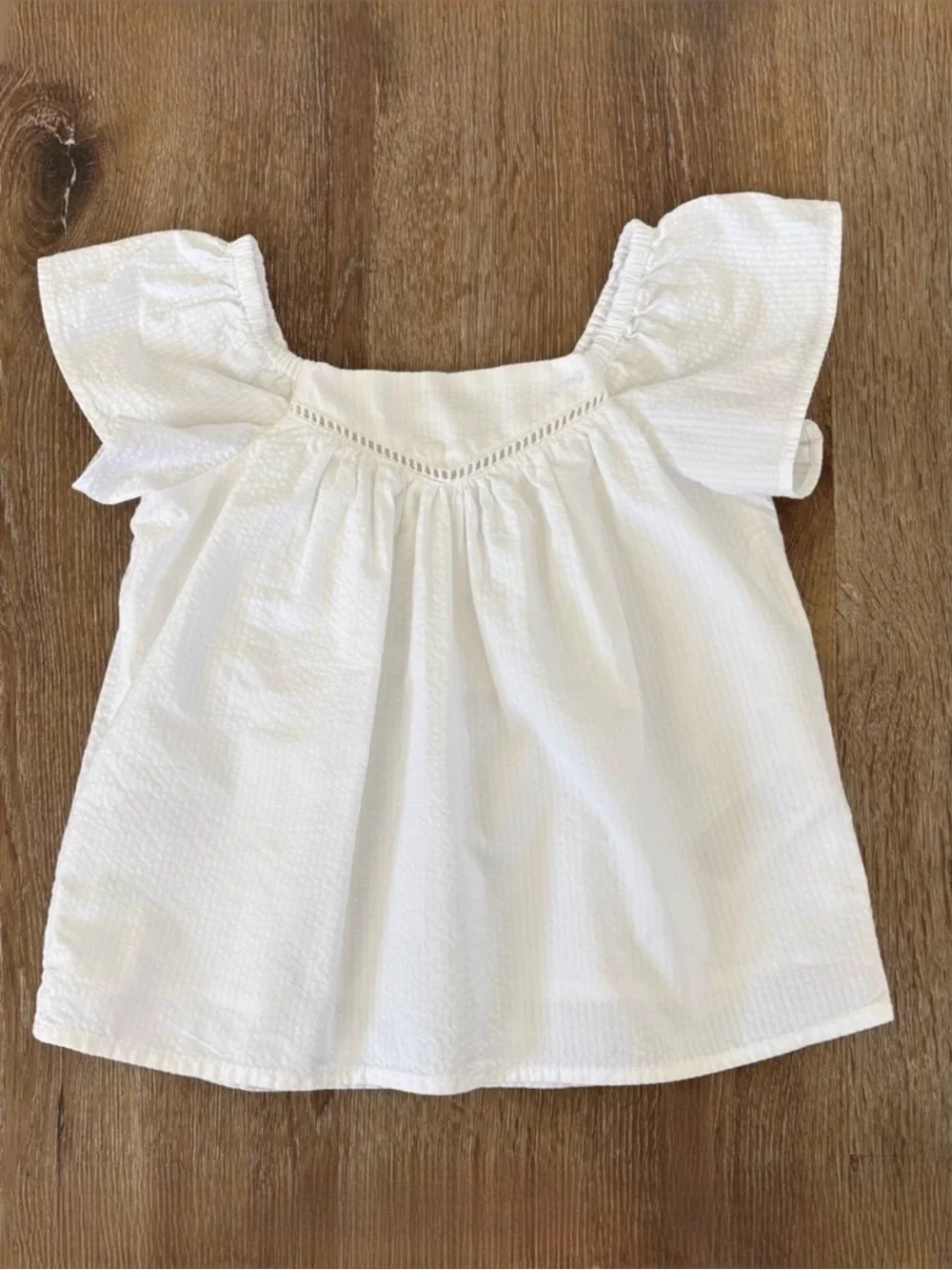 NWOT Janie and Jack White Flutter Sleeve Cotton Seersucker Top Sz: 4T | Summer